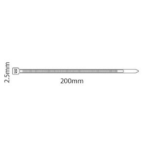 Cable Ties 200mm X 2.5mm - Black (Narrow) (CST.3P)